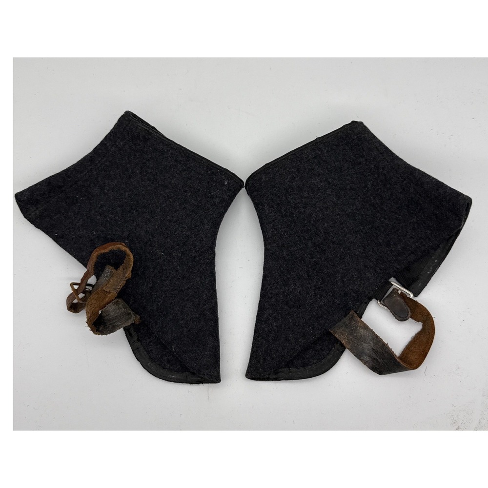 Antique Vintage Spats Gaiters Lot 4 Pairs 1 Single Wool Canvas Leather England - Picture 14 of 14